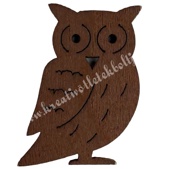 Ragasztható fa bagoly, barna, 3x4 cm