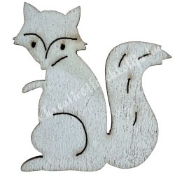Ragasztható fa róka, fehér, 3,5x4 cm