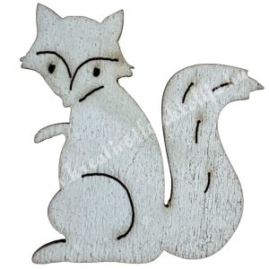 Ragasztható fa róka, fehér, 3,5x4 cm