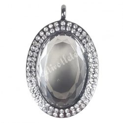 Emlékőr medál, nyitható, antracit színű, 30x39x16 mm