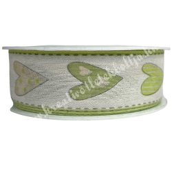 Szíves szalag, zöld, 2,5 cm