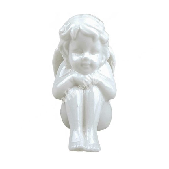 Porcelán angyal, ülő, 5x8,5 cm