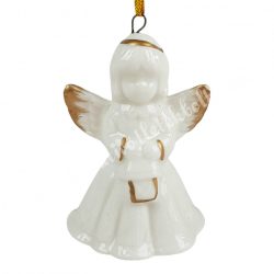Akasztós porcelán angyal lámpással, 4,5x6 cm