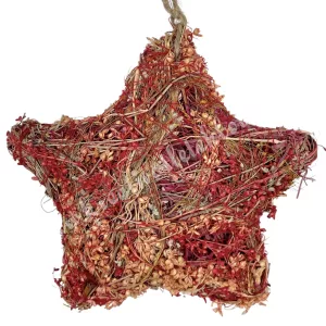 Akasztós csillag, piros, 15x13 cm