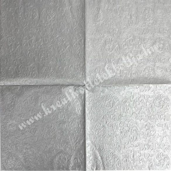 Szalvéta, csipke mintás, gyöngyház ezüst, 33x33 cm (46)