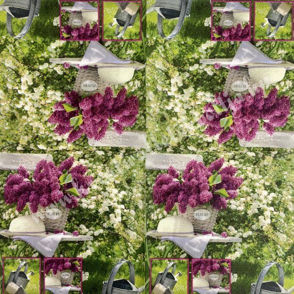 Szalvéta, tavaszi virágok, orgona, 33x33 cm (17)