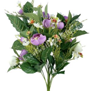 Vegyes virágcsokor, lila-törtfehér, 57 cm