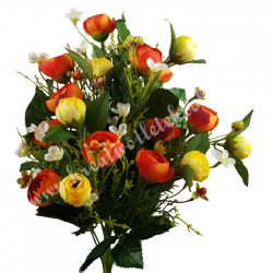 Vegyes virágcsokor, narancssárga-citromsárga, 57 cm