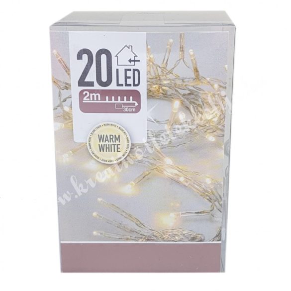 LED-es égősor, 20 izzós, meleg fehér