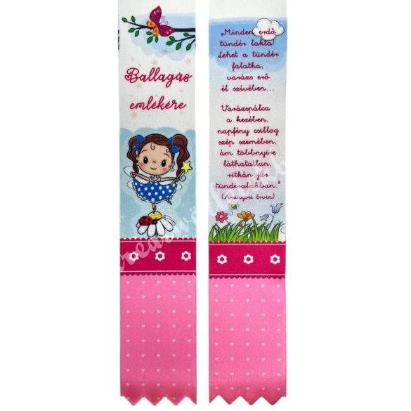 Ballagó szalag, tündér, "Ballagás emlékére" felirattal, 4 cm