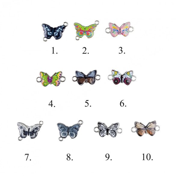 Fémmedál, pillangó, 1,8x1,2 cm, 10 féle