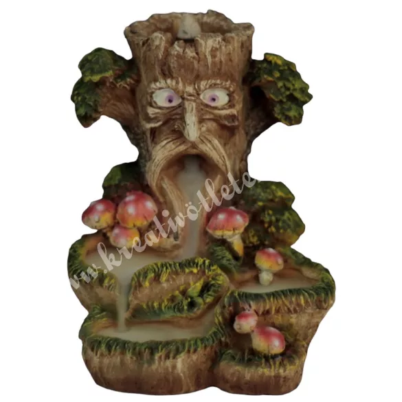 Polyresin vízesés hatású füstölő, mágikus fa, 13x16 cm