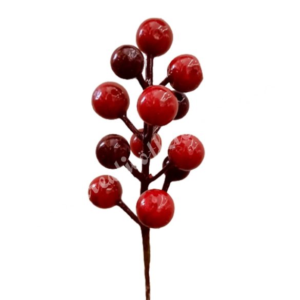 Beszúrós piros bogyós ág, 17 cm