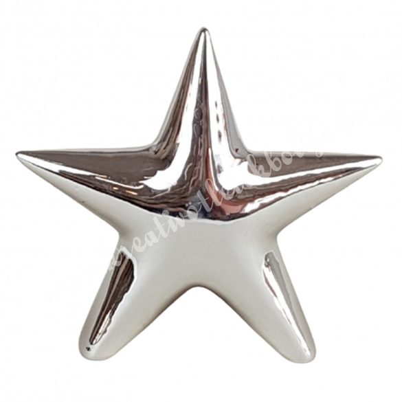 Kerámia csillag, ezüst, 12,5x12 cm
