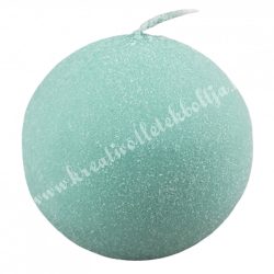 Adventi gömbgyertya, csillámos, menta, 6 cm