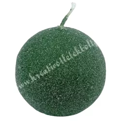 Adventi gömbgyertya, csillámos, sötétzöld, 6 cm
