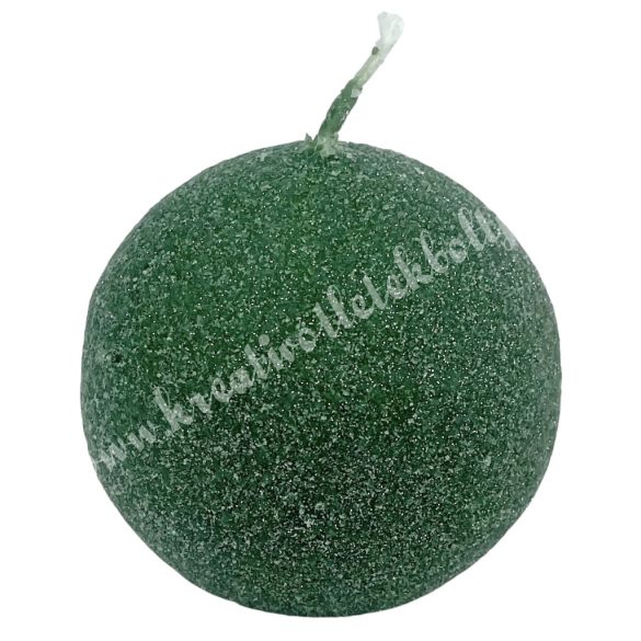 Adventi gömbgyertya, csillámos, sötétzöld, 6 cm