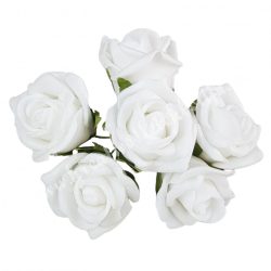 Betűzős polifoam rózsacsokor, fehér, 14 cm