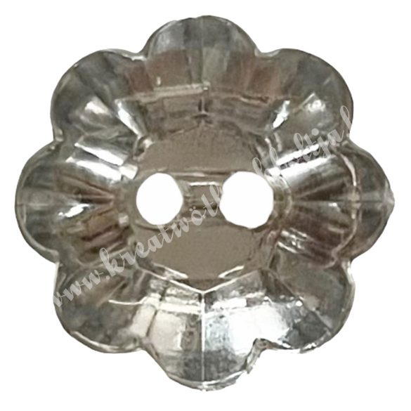 Dekorgomb, ezüst, virág, 1,2x1,2 cm