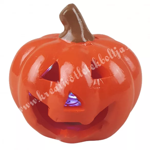 Kerámia halloween tök, LED-világítással, 5x5 cm