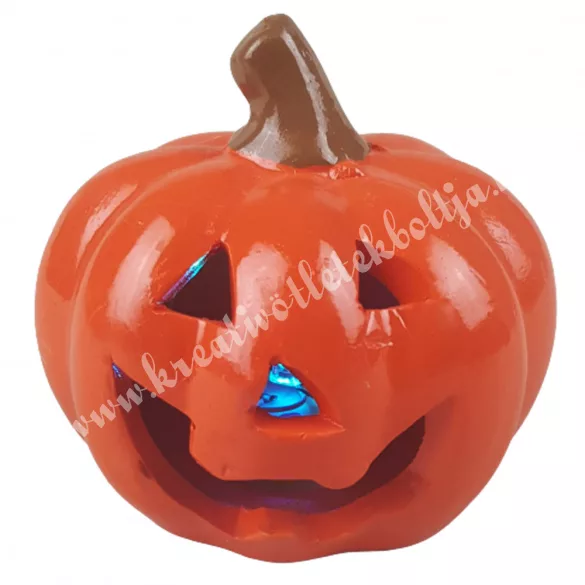 Kerámia halloween tök, LED-világítással, 5x5 cm