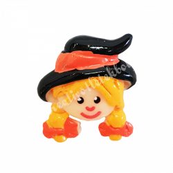   Ragasztható figura, kislány, narancssárga szalagos kalapban
