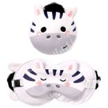 Plüss utazópárna szemmaszkkal, zebra, 15x17 cm