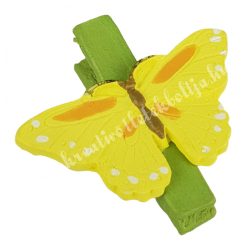 Csipeszes pillangó, zöld-sárga, 4x3,5 cm