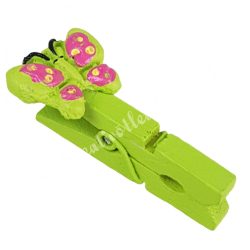 Mini csipeszes  pillangó, zöld, 1,5x3,5 cm