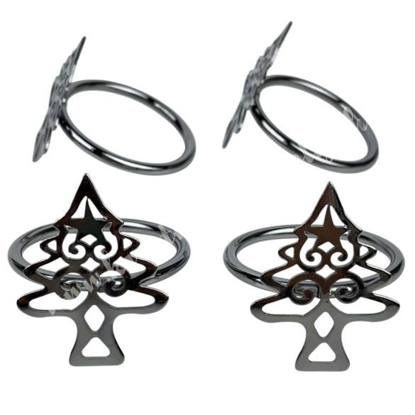 Fém szalvétagyűrű, fenyő mintás, 4 db/csomag