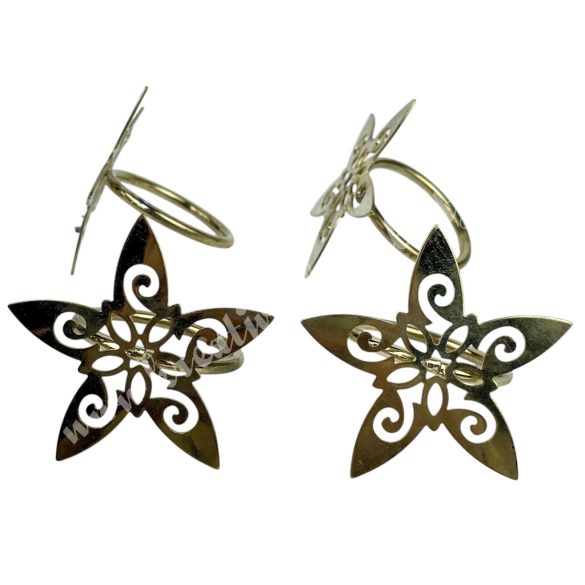 Fém szalvétagyűrű, csillag mintás, 4 db/csomag