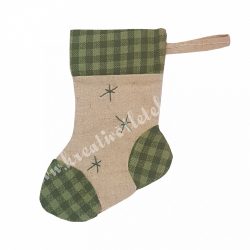 Textil zokni hópelyhekkel, zöld-bézs, 15x22 cm