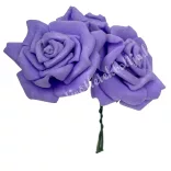 Betűzős polifoam rózsacsokor, lila, 8 cm, 3 szál/csokor
