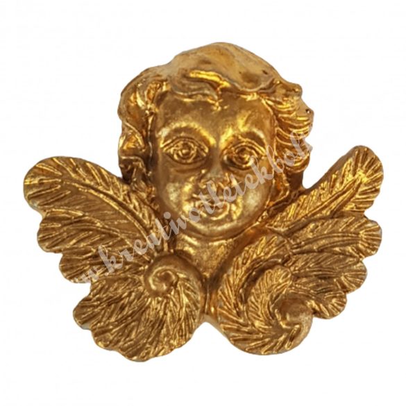 Ragasztható polyresin angyal, arany, 3,5x3 cm