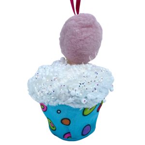 Akasztós textil muffin, kék, 6x7 cm