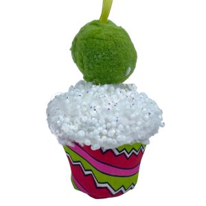 Akasztós textil muffin, piros, 6x7 cm