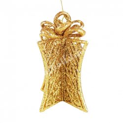 Karácsonyfadísz, ajándékdoboz, arany, 12 cm