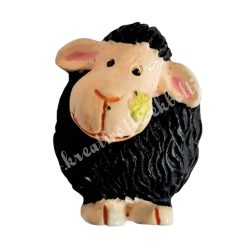 Ragasztható polyresin fekete bárány, 2x2,5 cm