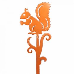 Beszúrós dísz, fém mókus, narancssárga, 17x46 cm