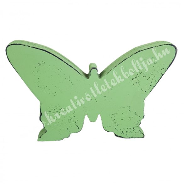 Antik hatású pillangó, zöld, 15x10 cm