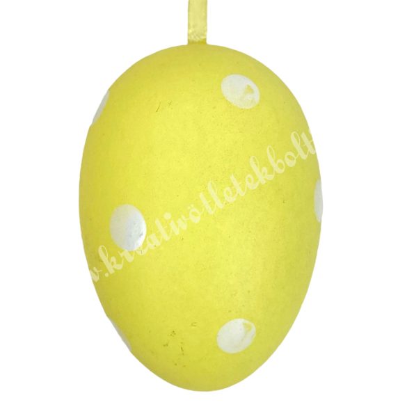 Műanyag tojás, sárga, pöttyös