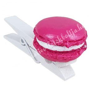 Csipeszes macaron, pink, 2,5x4,5 cm