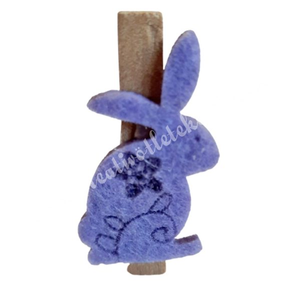 Mini facsipesz nyuszi, lila, 2x4 cm