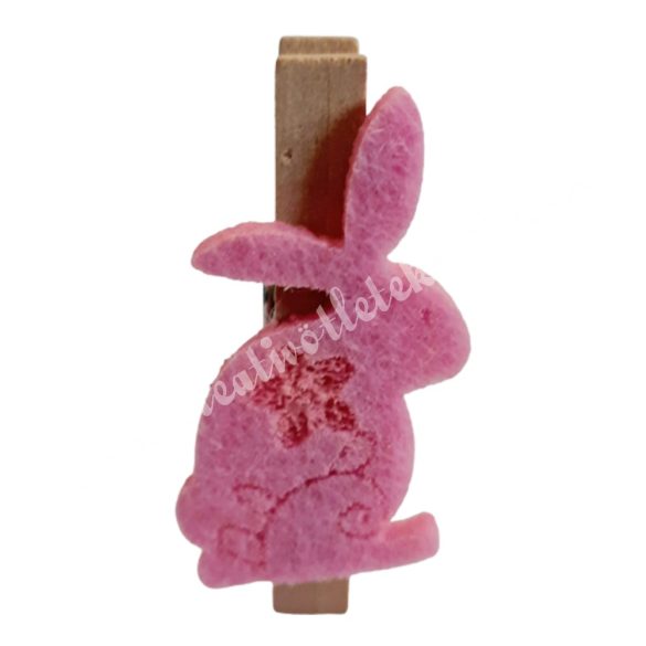 Mini facsipesz nyuszi, rózsaszín, 2x4 cm