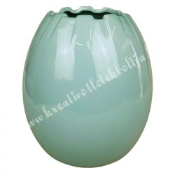Kerámia tojás váza, country kék, 13x16 cm