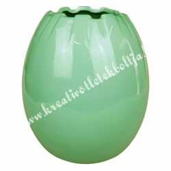 Kerámia tojás váza, zöld, 13x16 cm