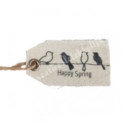 Textil címke madarakkal, 10x2,6 cm