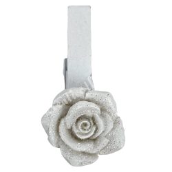 Rózsás csipesz, fehér, 2x4,5 cm