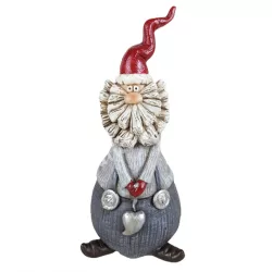 Polyresin mikulás, ezüst szívvel, 7x17 cm