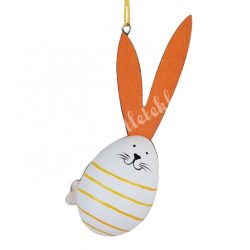 Akasztós dísz, tojásnyuszi, naracssárga, 5x13,5 cm